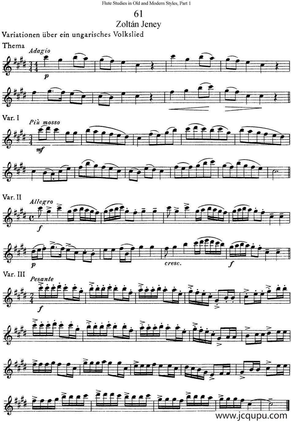 斯勒新老风格长笛练习重奏曲（第一部分）（NO.61-NO.63）简谱