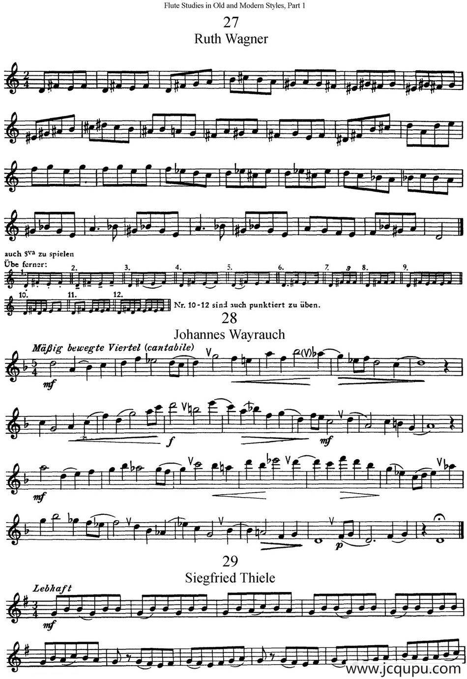 斯勒新老风格长笛练习重奏曲（第一部分）（NO.27-NO.31）简谱