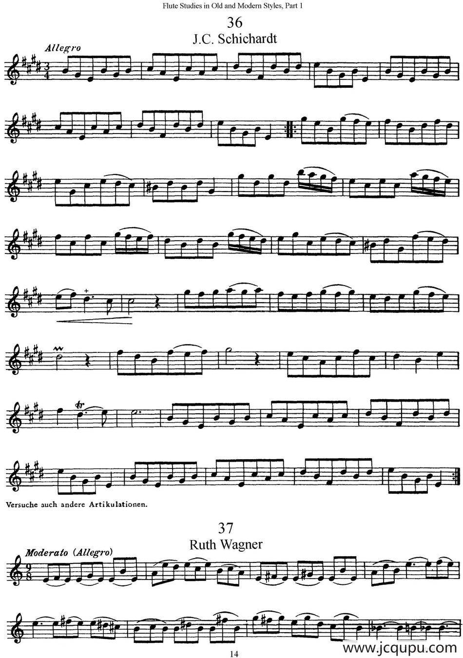 斯勒新老风格长笛练习重奏曲（第一部分）（NO.36-NO.42）简谱