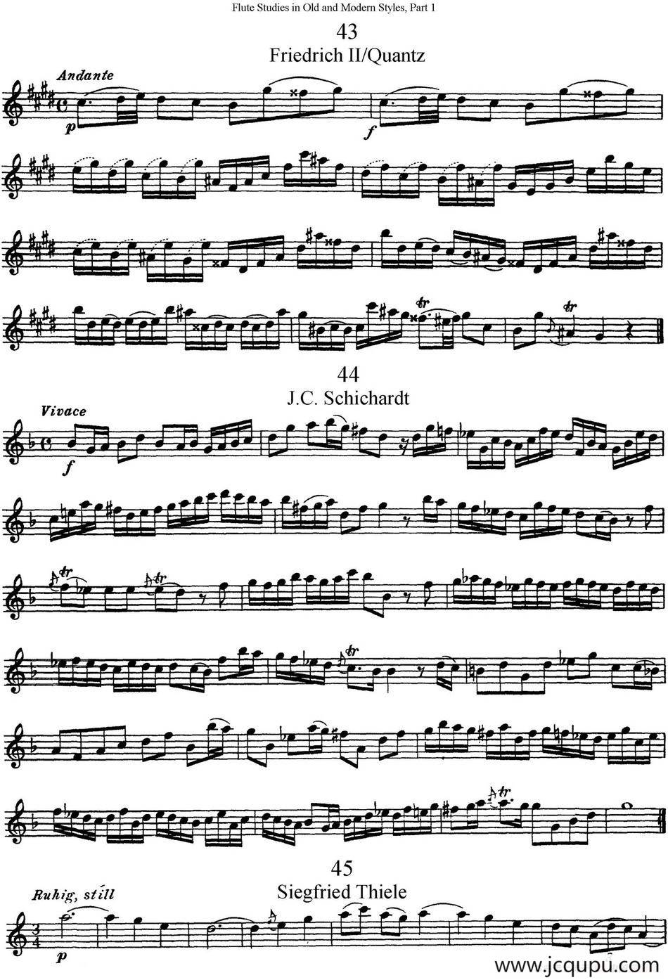 斯勒新老风格长笛练习重奏曲（第一部分）（NO.43-NO.46）简谱