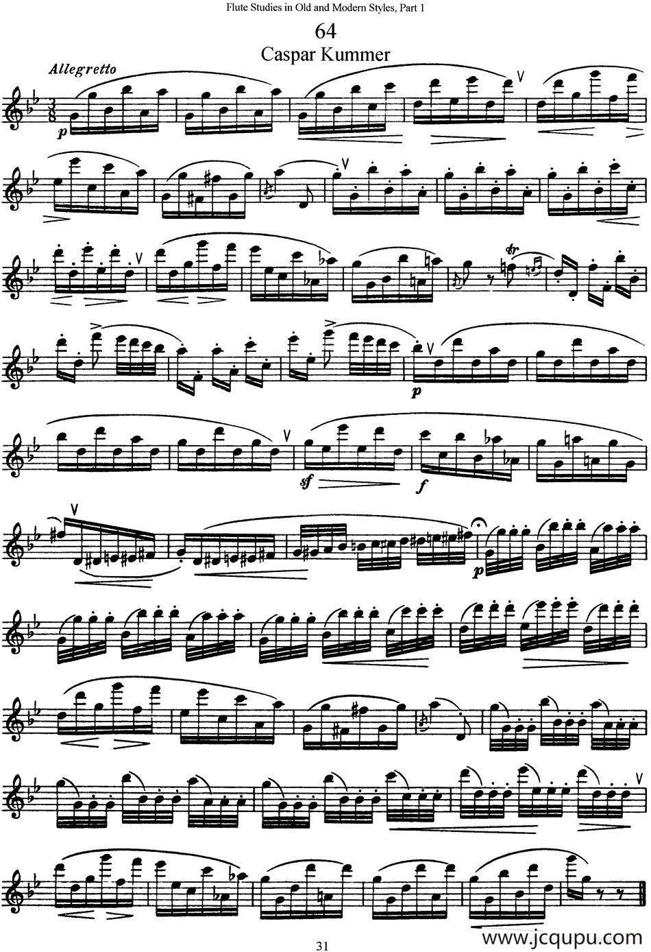 斯勒新老风格长笛练习重奏曲（第一部分）（NO.64）简谱