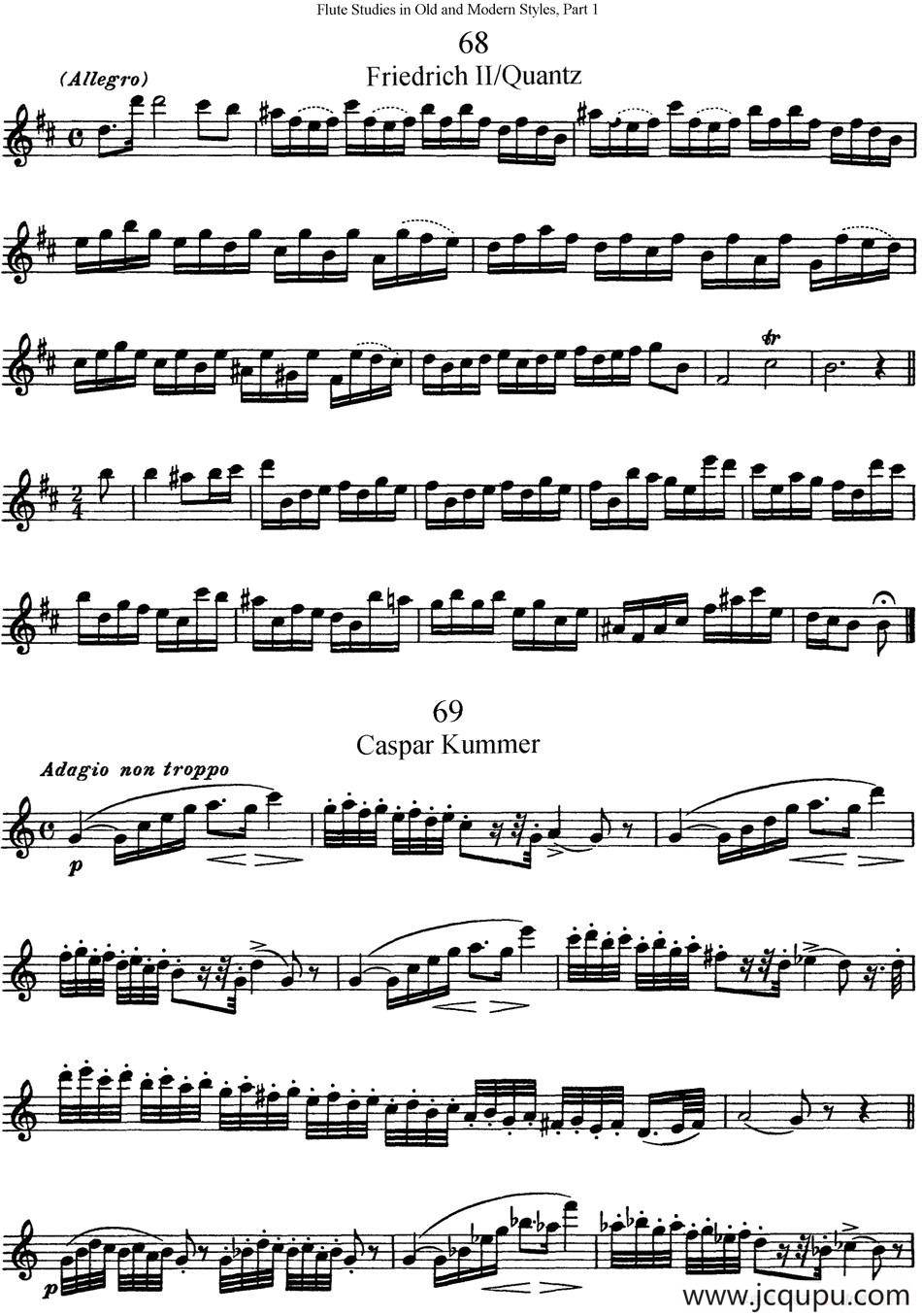 斯勒新老风格长笛练习重奏曲（第一部分）（NO.68-NO.70）简谱