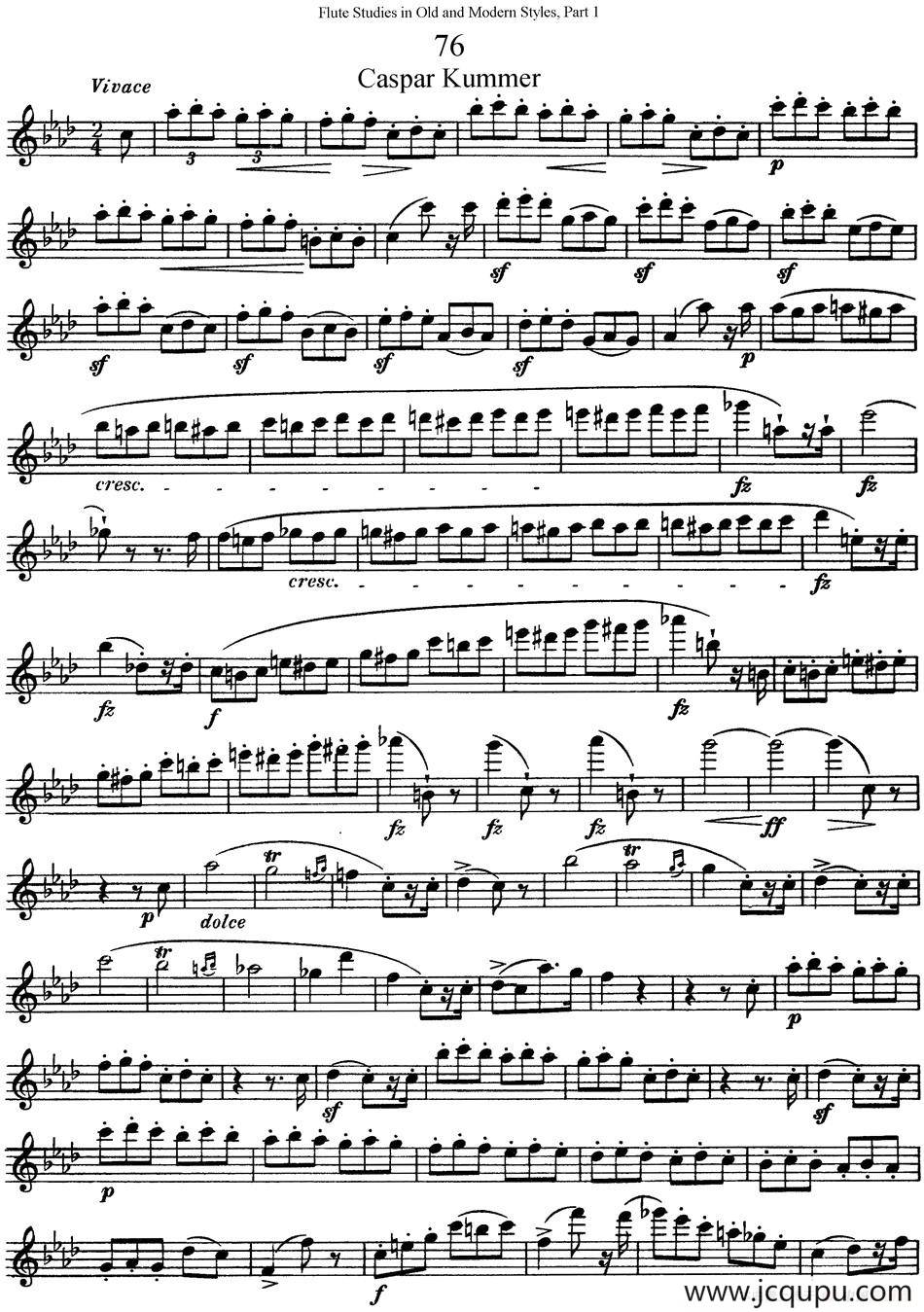 斯勒新老风格长笛练习重奏曲（第一部分）（NO.76-NO.77）简谱