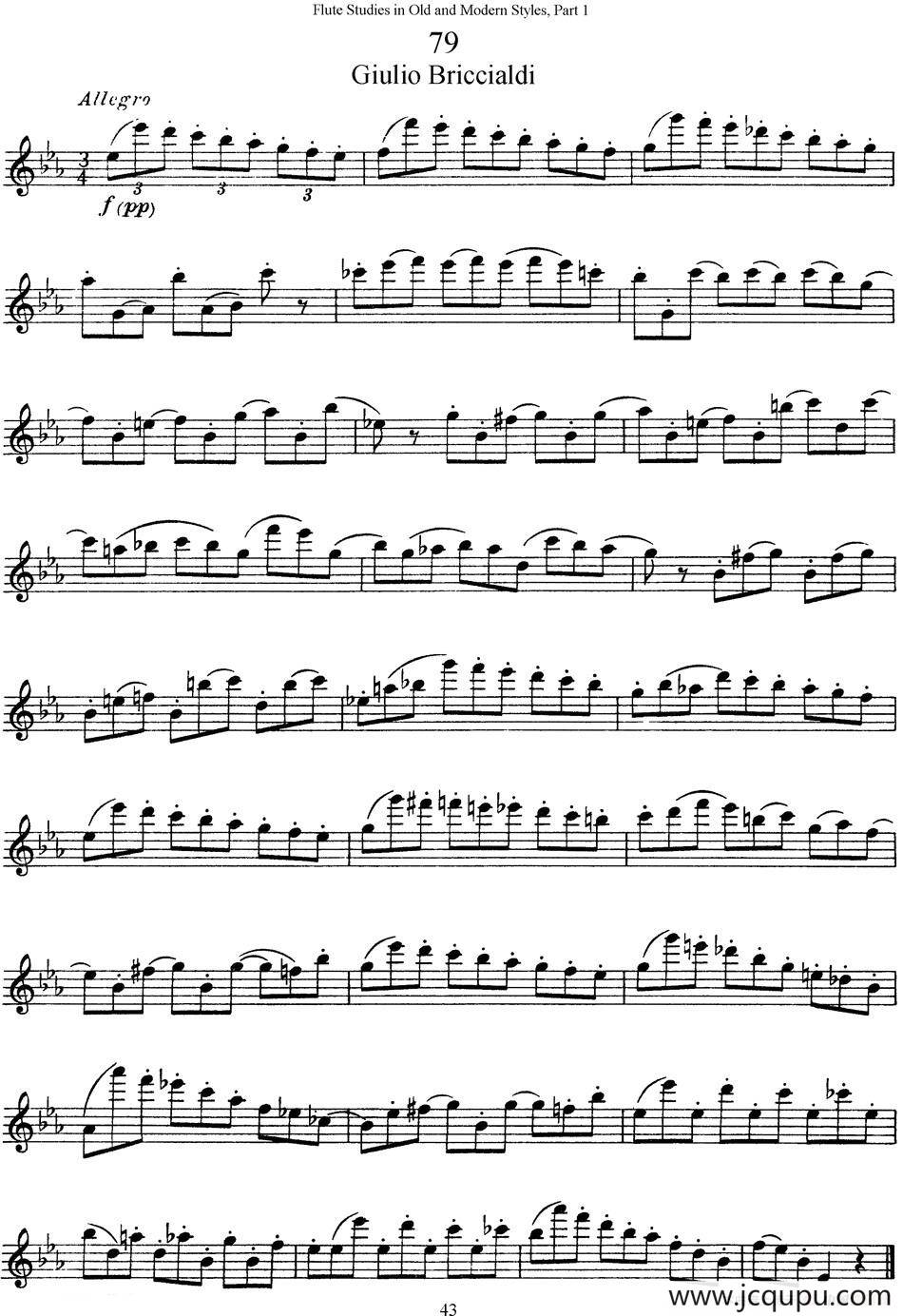 斯勒新老风格长笛练习重奏曲（第一部分）（NO.79）简谱