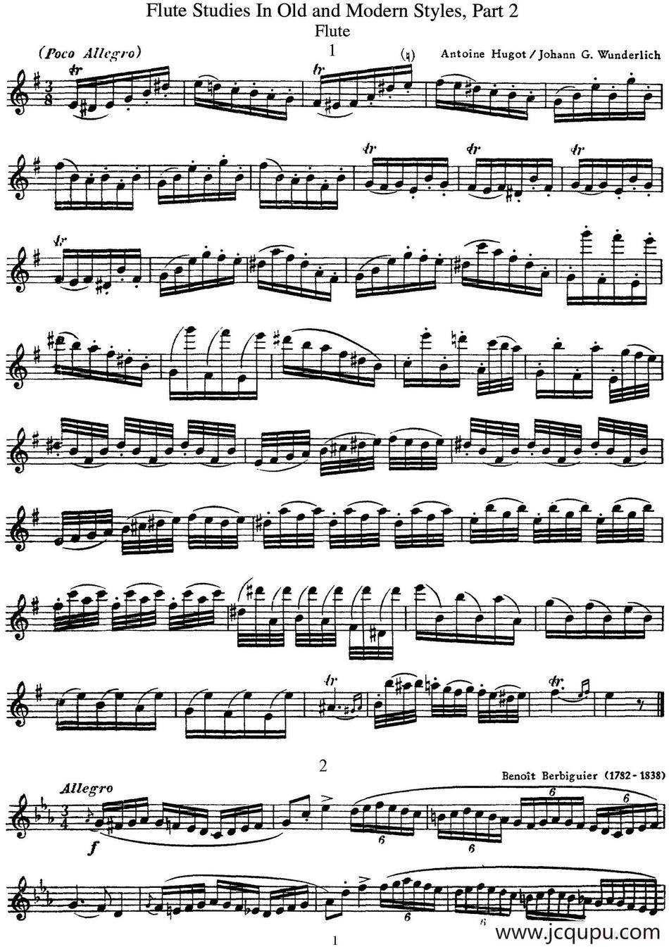 斯勒新老风格长笛练习重奏曲（第二部分）（NO.1-NO.2）简谱