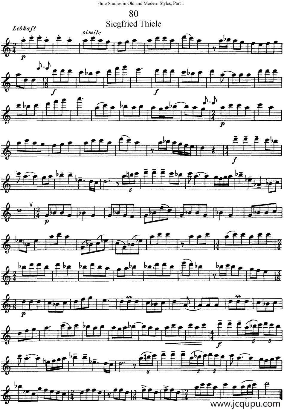 斯勒新老风格长笛练习重奏曲（第一部分）（NO.80）简谱