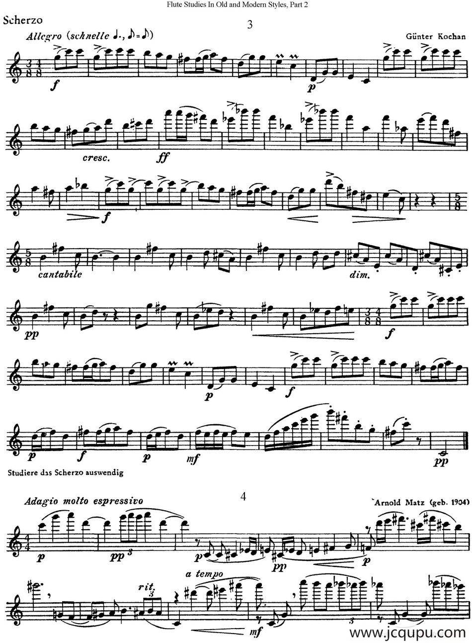 斯勒新老风格长笛练习重奏曲（第二部分）（NO.3-NO.5）简谱