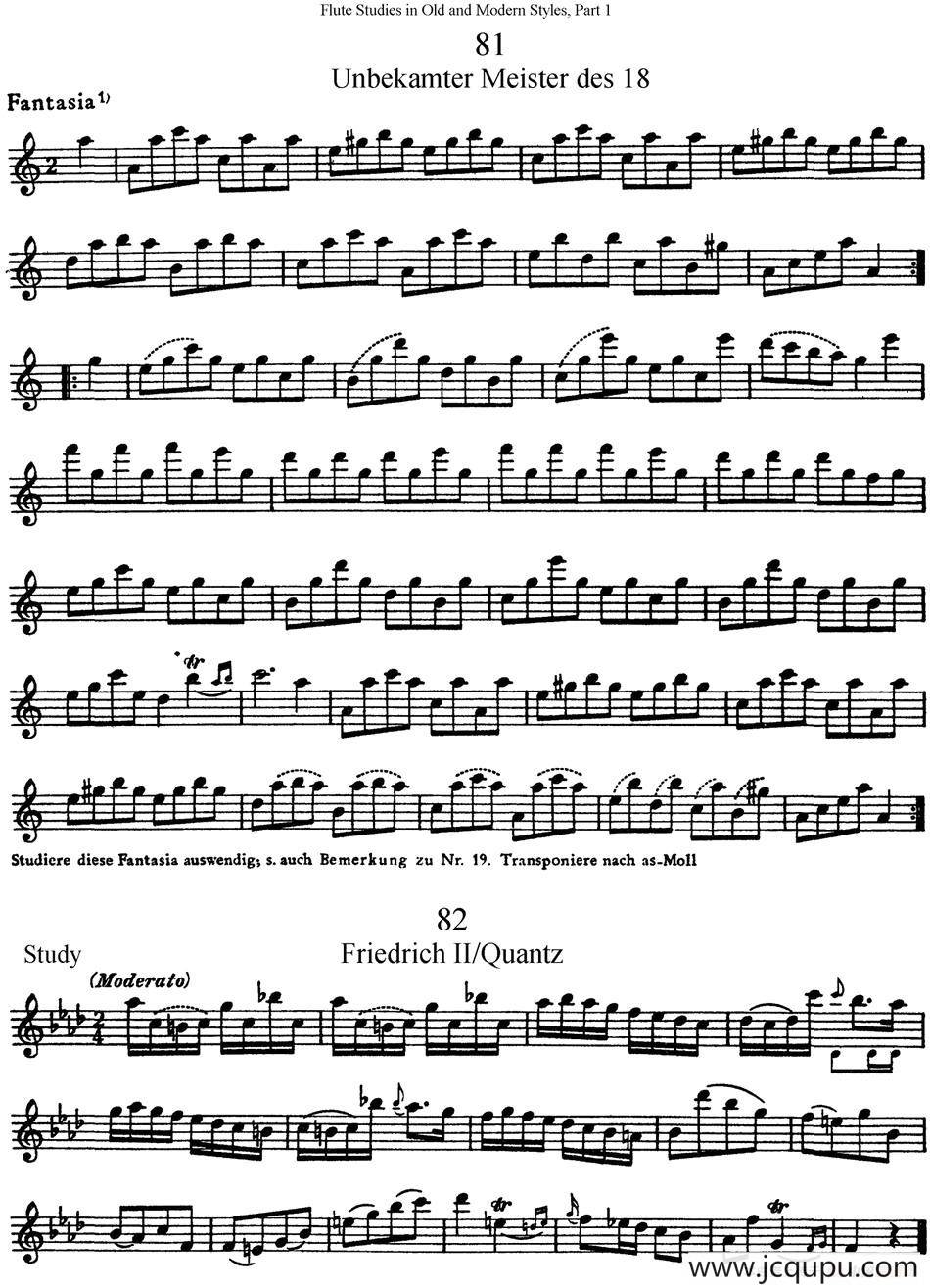 斯勒新老风格长笛练习重奏曲（第一部分）（NO.81-NO.82）简谱