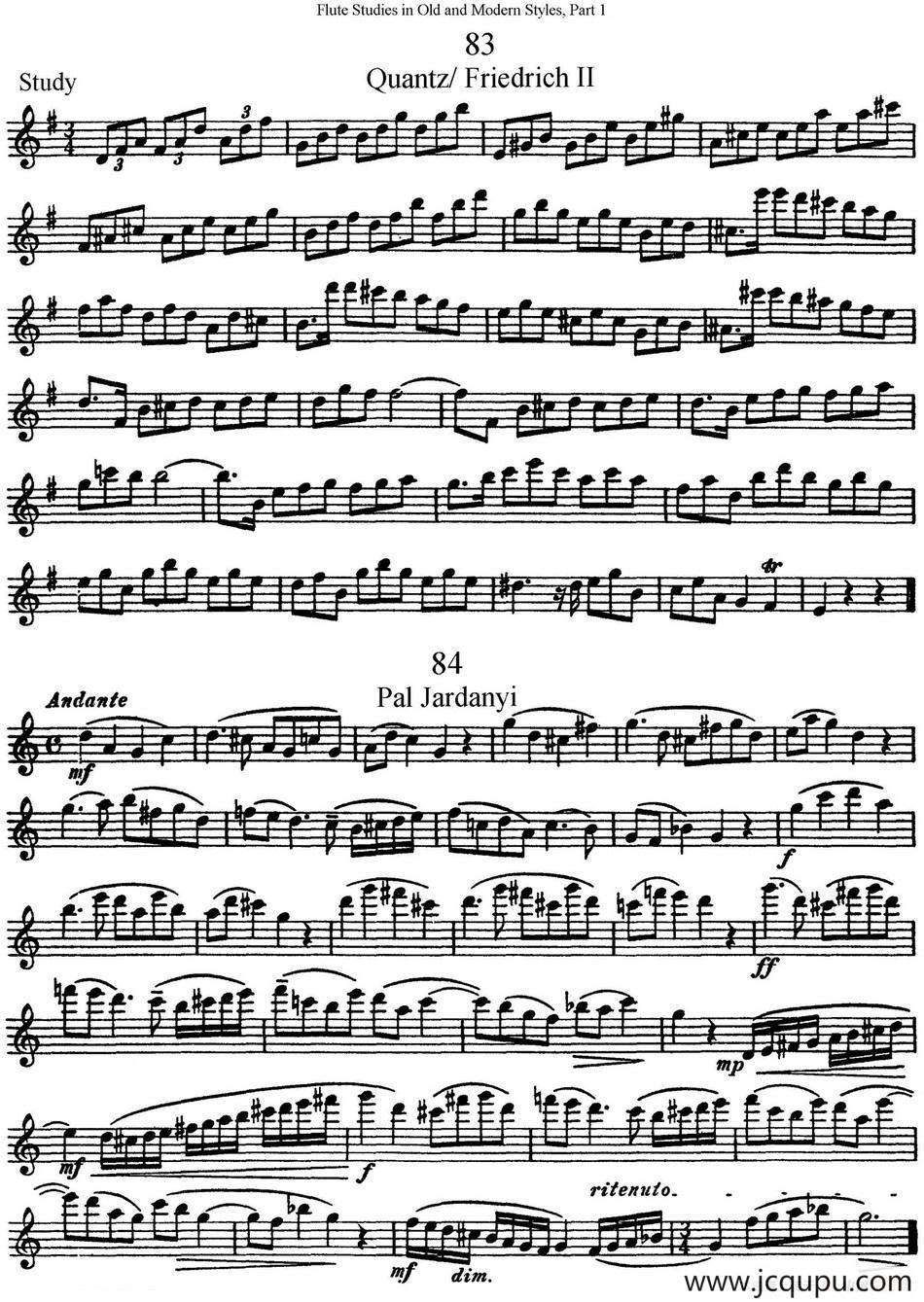 斯勒新老风格长笛练习重奏曲（第一部分）（NO.83-NO.84）简谱