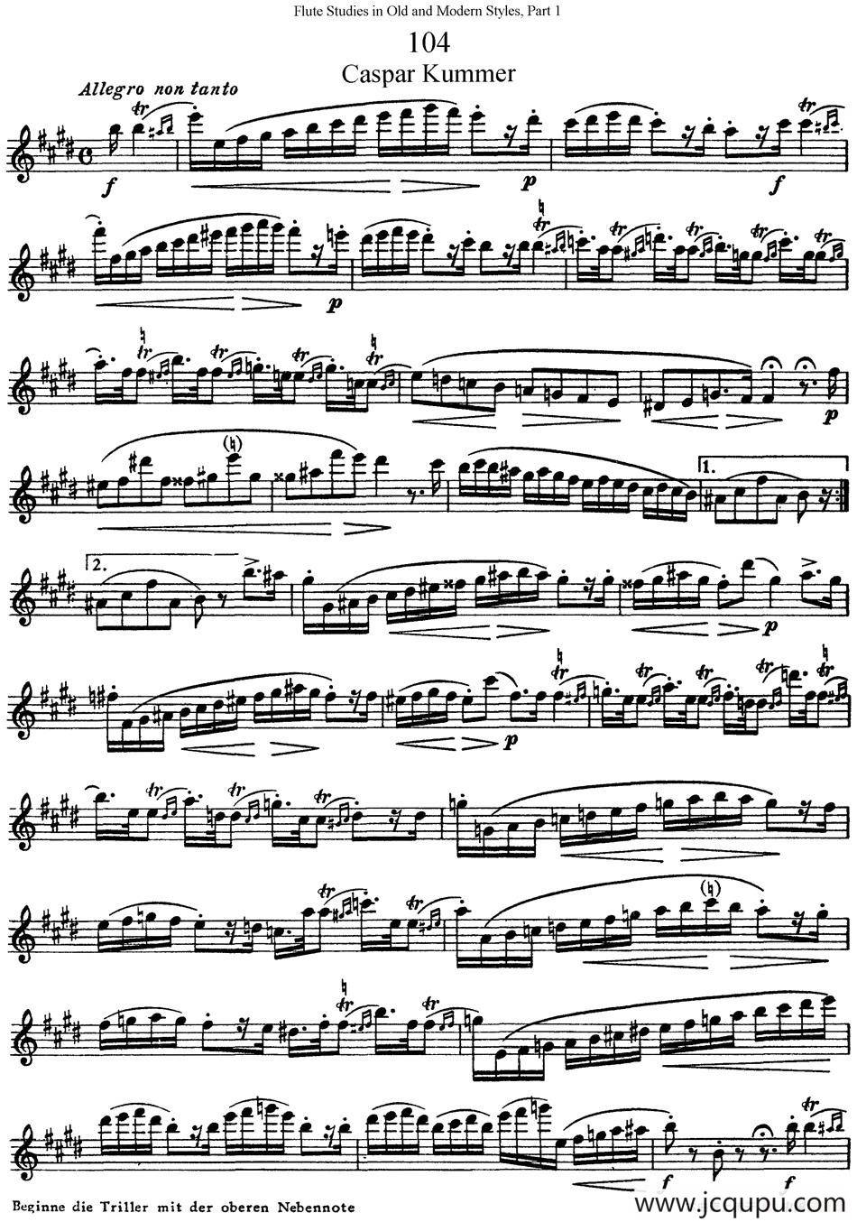 斯勒新老风格长笛练习重奏曲（第一部分）（NO.104-NO.105）简谱