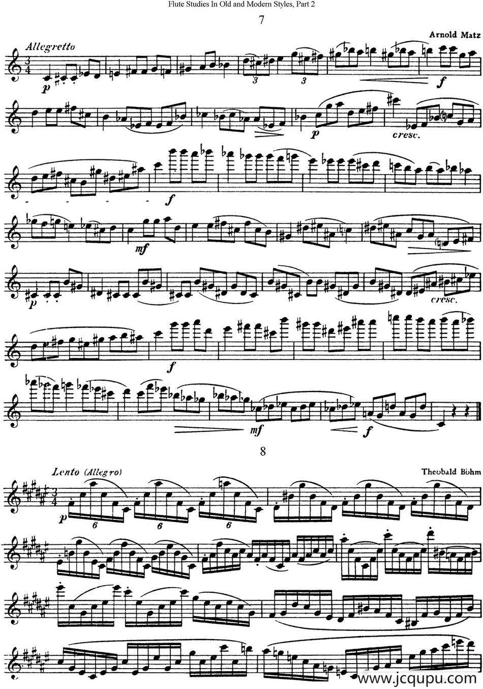 斯勒新老风格长笛练习重奏曲（第二部分）（NO.7-NO.8）简谱