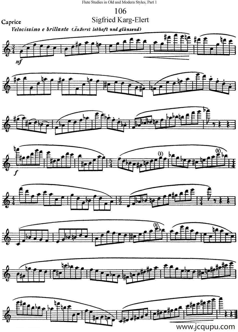 斯勒新老风格长笛练习重奏曲（第一部分）（NO.106）简谱