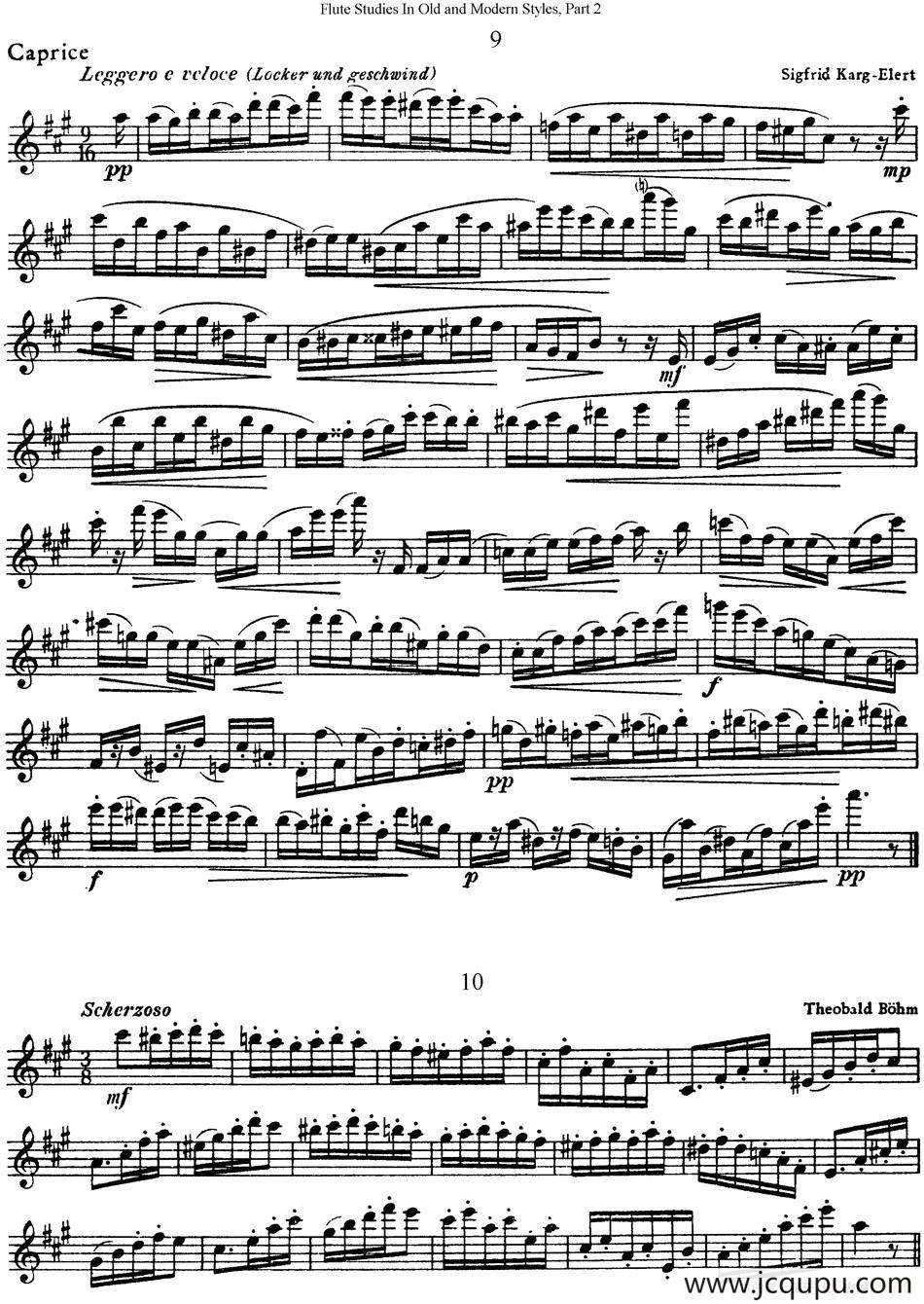 斯勒新老风格长笛练习重奏曲（第二部分）（NO.9-NO.10）简谱