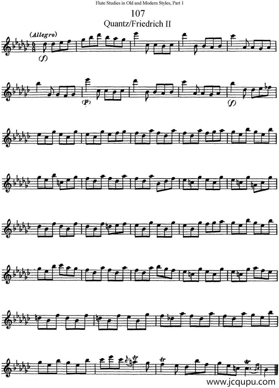 斯勒新老风格长笛练习重奏曲（第一部分）（NO.107）简谱