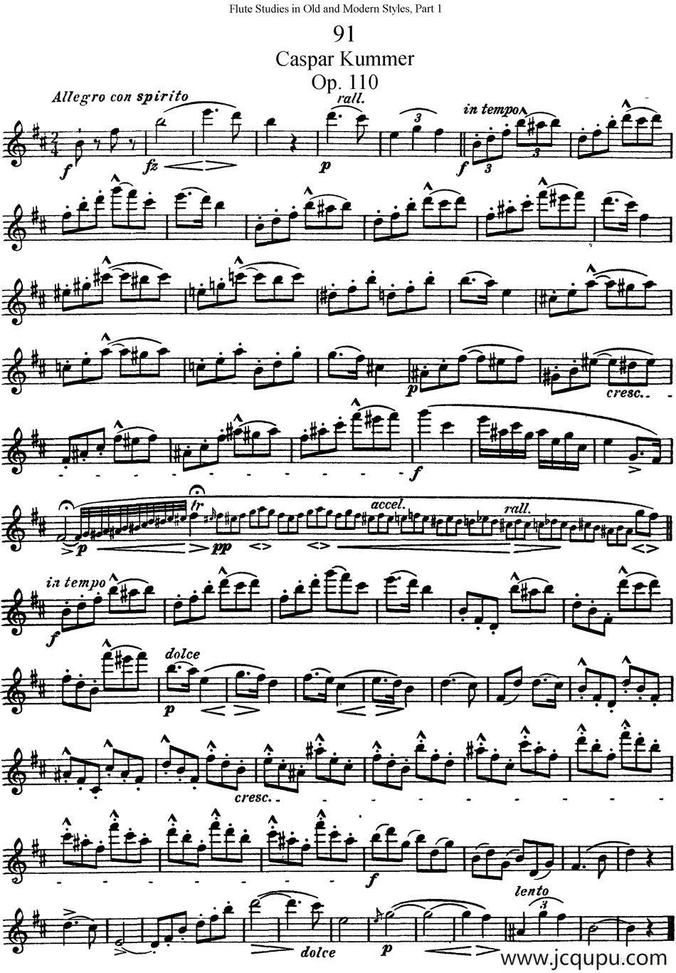 斯勒新老风格长笛练习重奏曲（第一部分）（NO.91）简谱