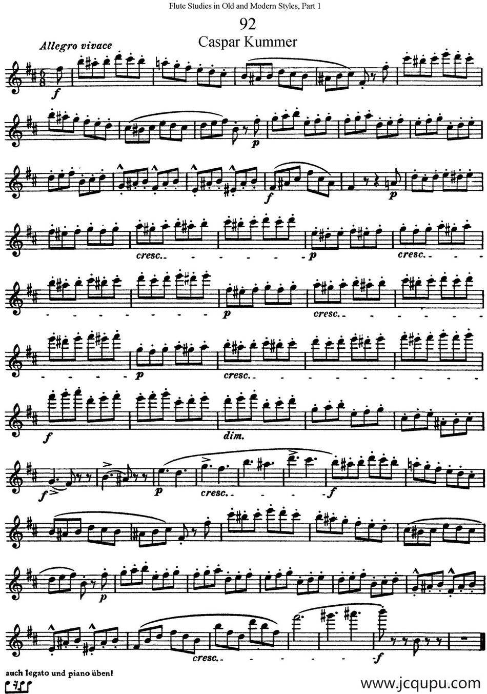 斯勒新老风格长笛练习重奏曲（第一部分）（NO.92）简谱