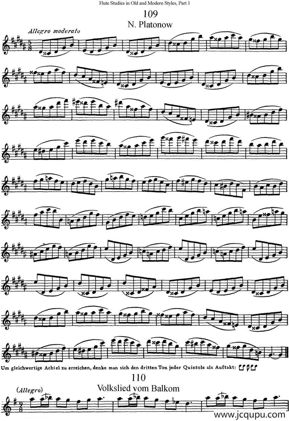 斯勒新老风格长笛练习重奏曲（第一部分）（NO.109-NO.111）简谱