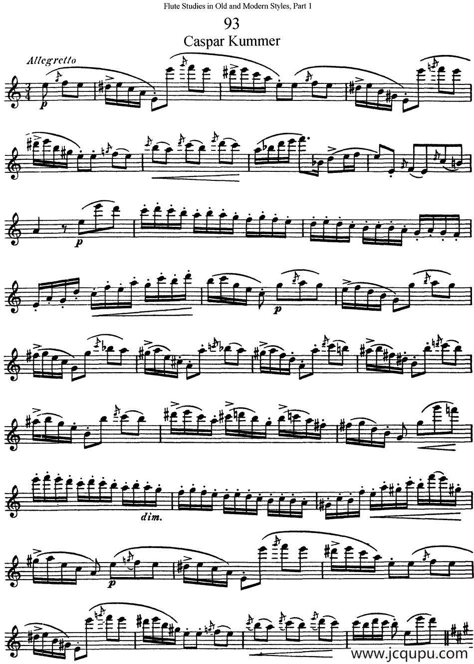 斯勒新老风格长笛练习重奏曲（第一部分）（NO.93-NO.94）简谱