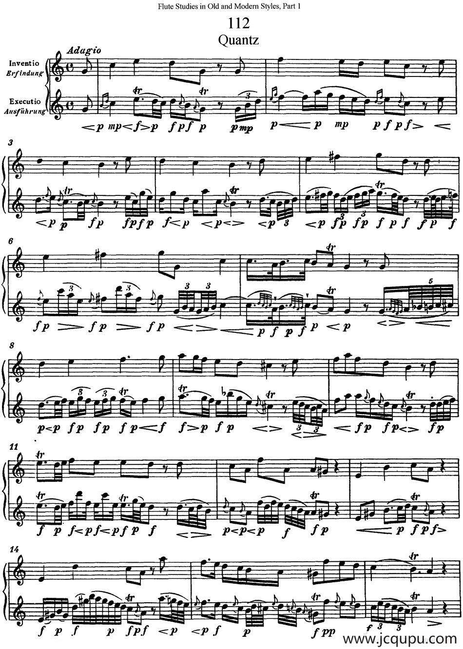 斯勒新老风格长笛练习重奏曲（第一部分）（NO.112）简谱