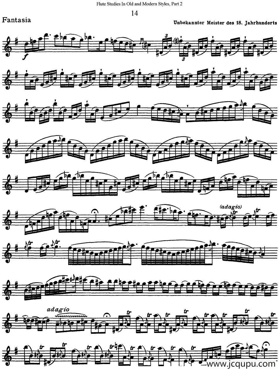 斯勒新老风格长笛练习重奏曲（第二部分）（NO.14-NO.15）简谱