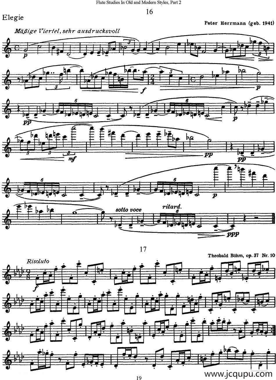 斯勒新老风格长笛练习重奏曲（第二部分）（NO.16-NO.17）简谱