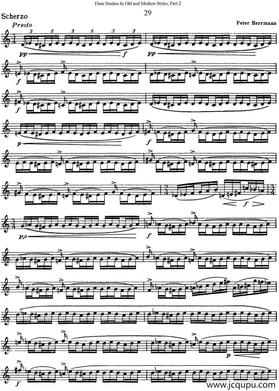 斯勒新老风格长笛练习重奏曲（第二部分）（NO.29）简谱