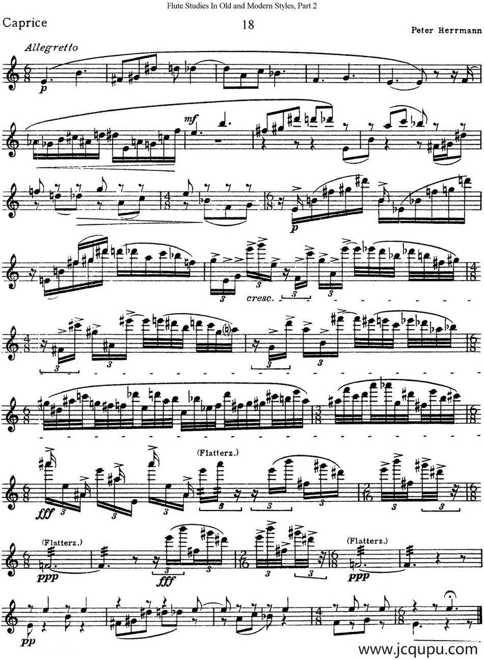 斯勒新老风格长笛练习重奏曲（第二部分）（NO.18）简谱