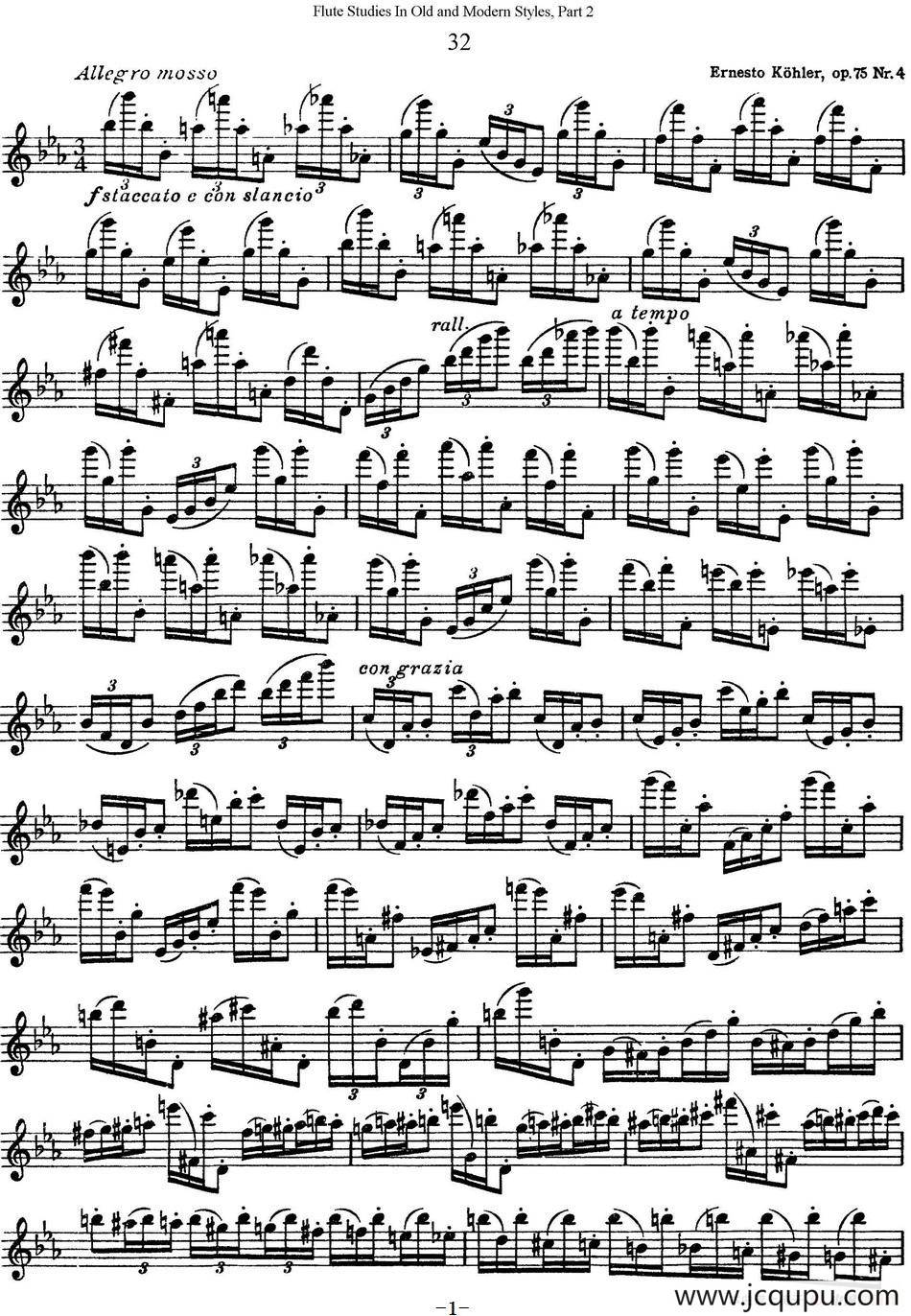 斯勒新老风格长笛练习重奏曲（第二部分）（NO.32）简谱