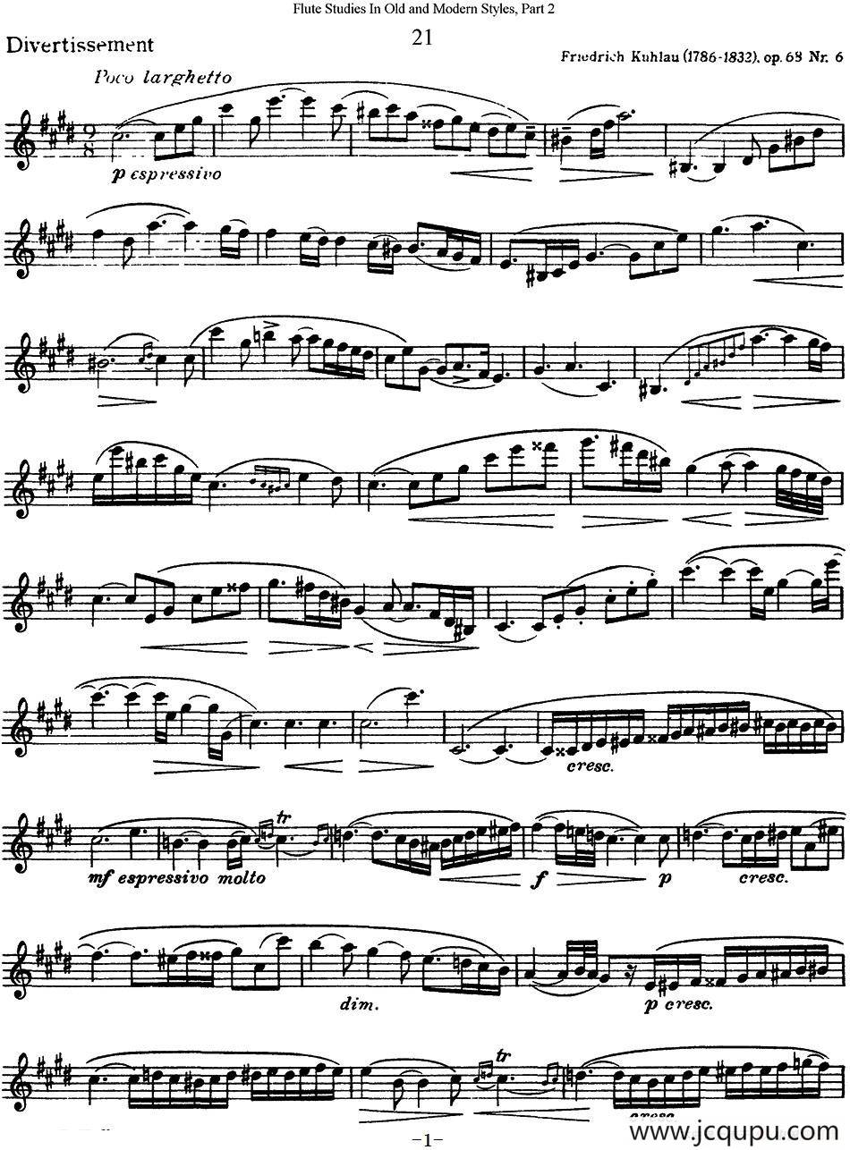 斯勒新老风格长笛练习重奏曲（第二部分）（NO.21）简谱
