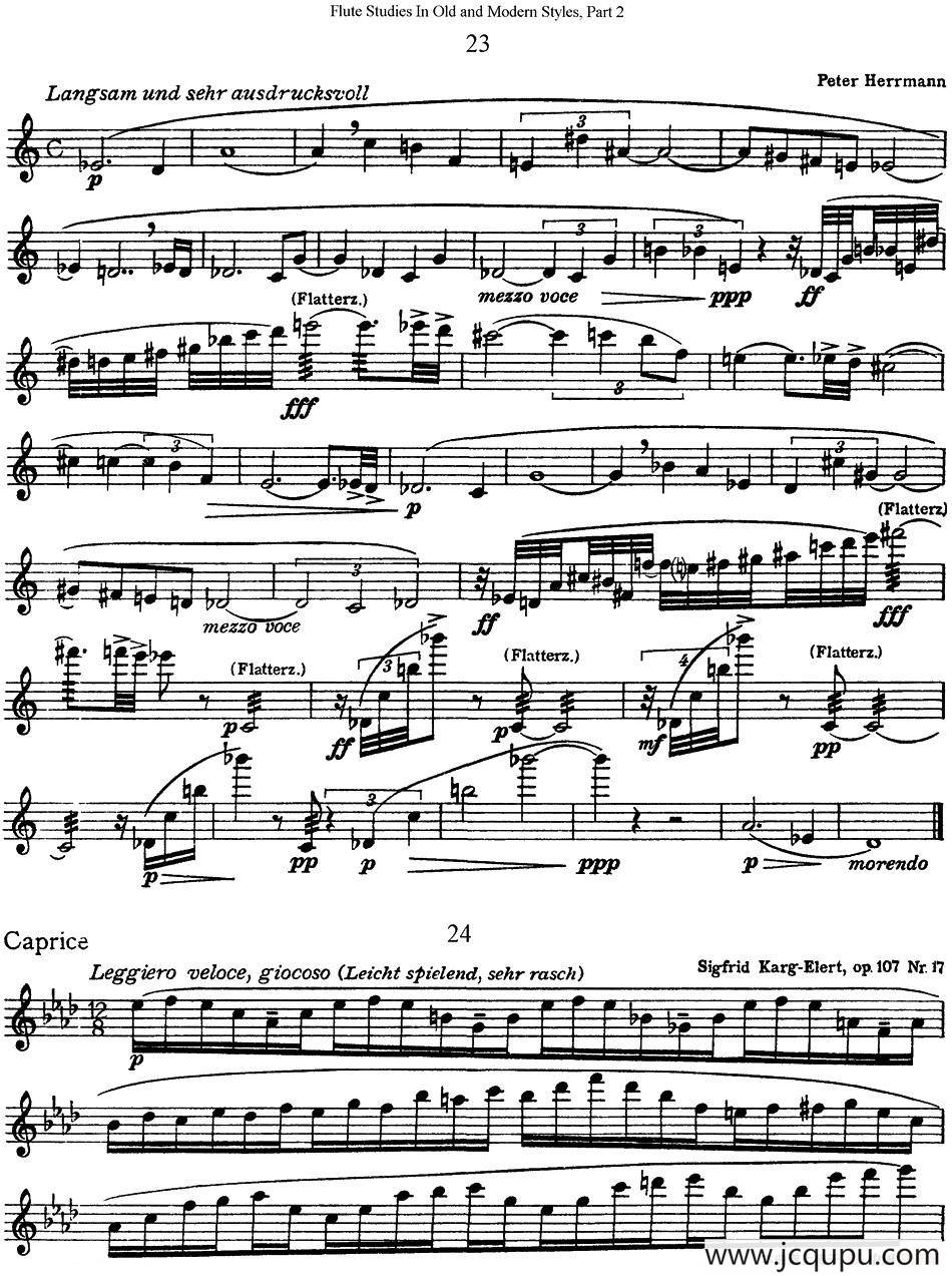 斯勒新老风格长笛练习重奏曲（第二部分）（NO.23-NO.24）简谱