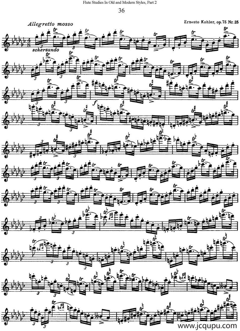 斯勒新老风格长笛练习重奏曲（第二部分）（NO.36）简谱