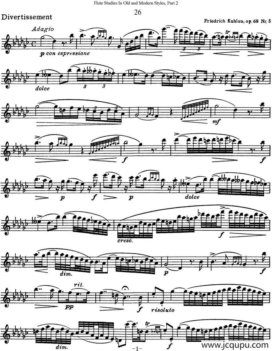 斯勒新老风格长笛练习重奏曲（第二部分）（NO.26）简谱