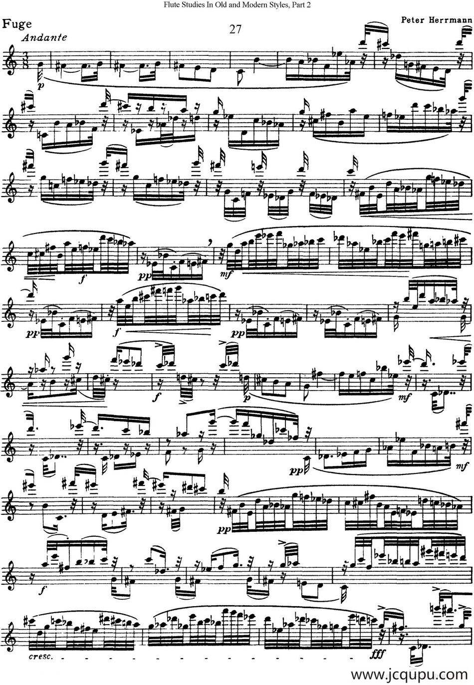 斯勒新老风格长笛练习重奏曲（第二部分）（NO.27-NO.28）简谱