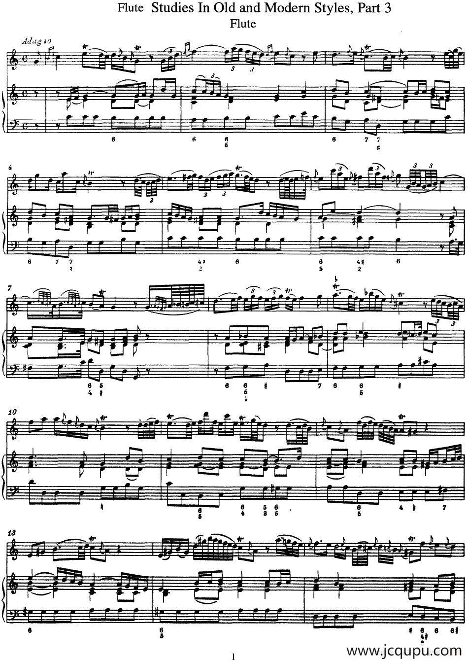 斯勒新老风格长笛练习重奏曲（第三部分）（NO.1-NO.2）简谱