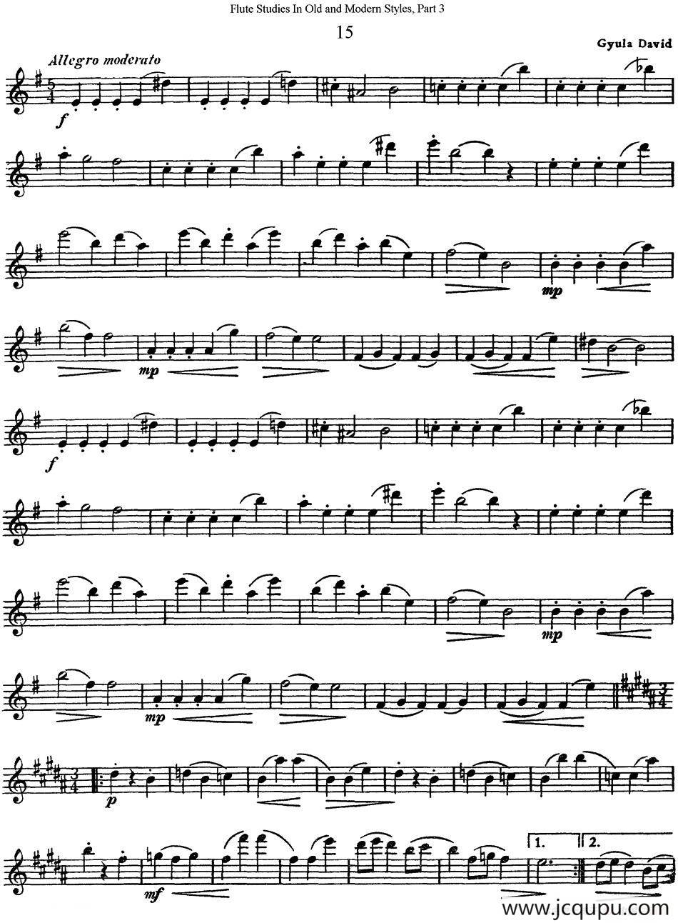 斯勒新老风格长笛练习重奏曲（第三部分）（NO.15-NO.16）简谱