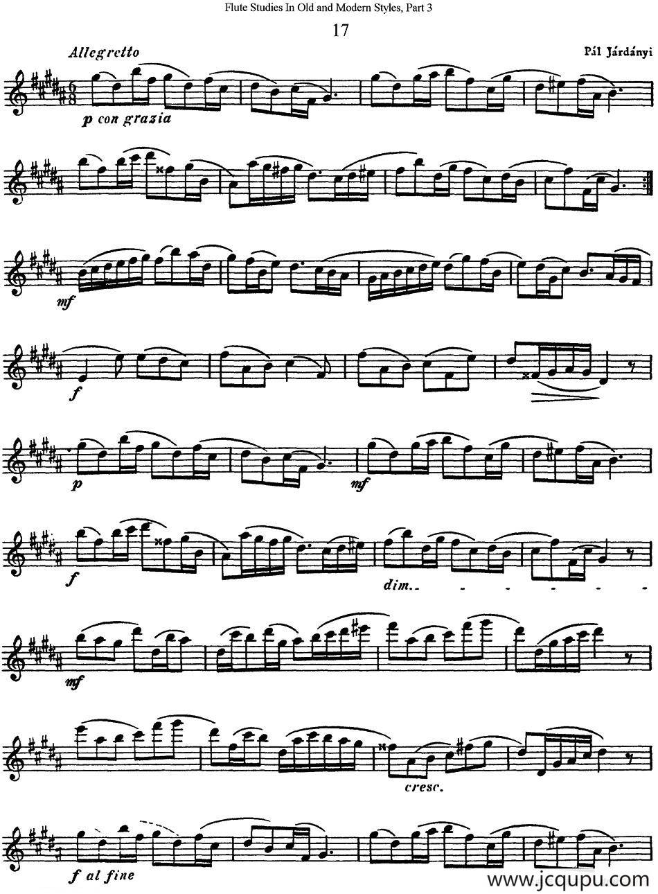 斯勒新老风格长笛练习重奏曲（第三部分）（NO.17-NO.19）简谱