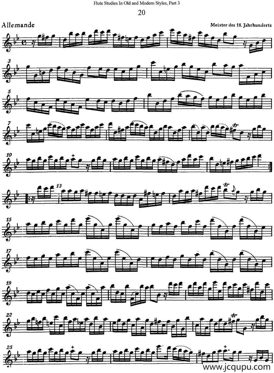 斯勒新老风格长笛练习重奏曲（第三部分）（NO.20-NO.21）简谱