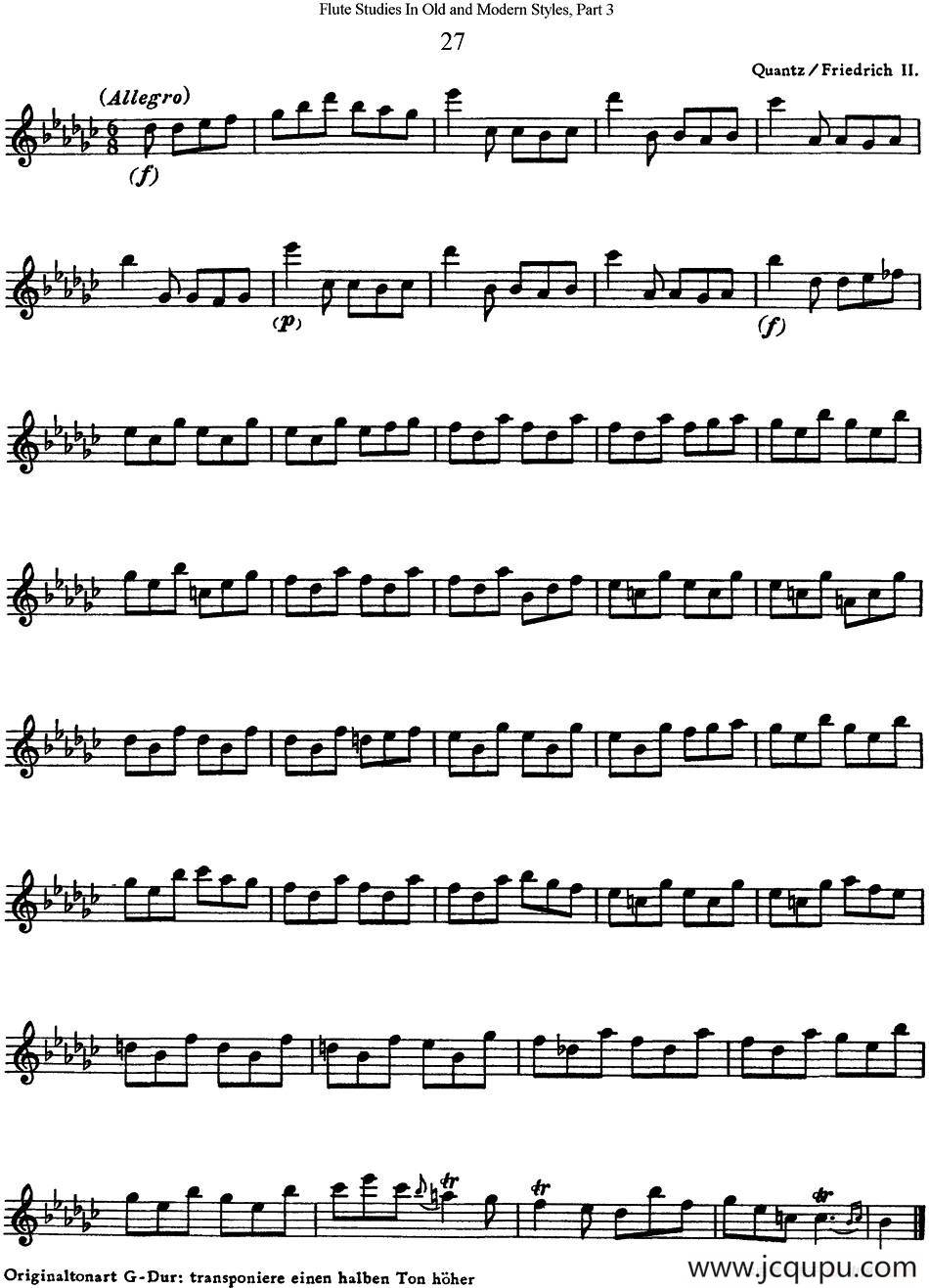 斯勒新老风格长笛练习重奏曲（第三部分）（NO.27）简谱