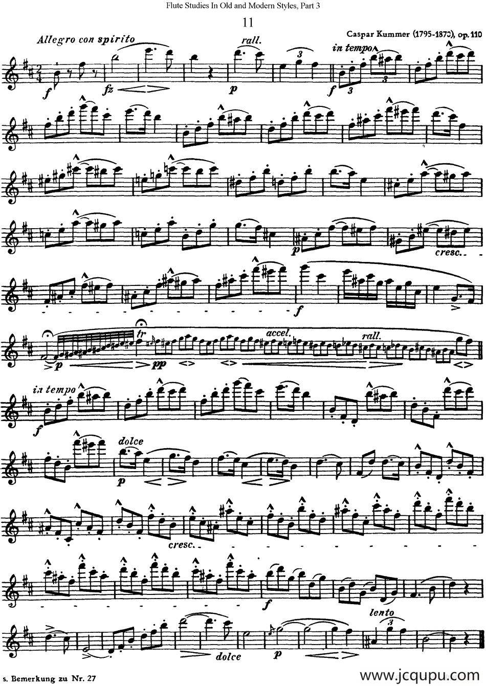 斯勒新老风格长笛练习重奏曲（第三部分）（NO.11）简谱