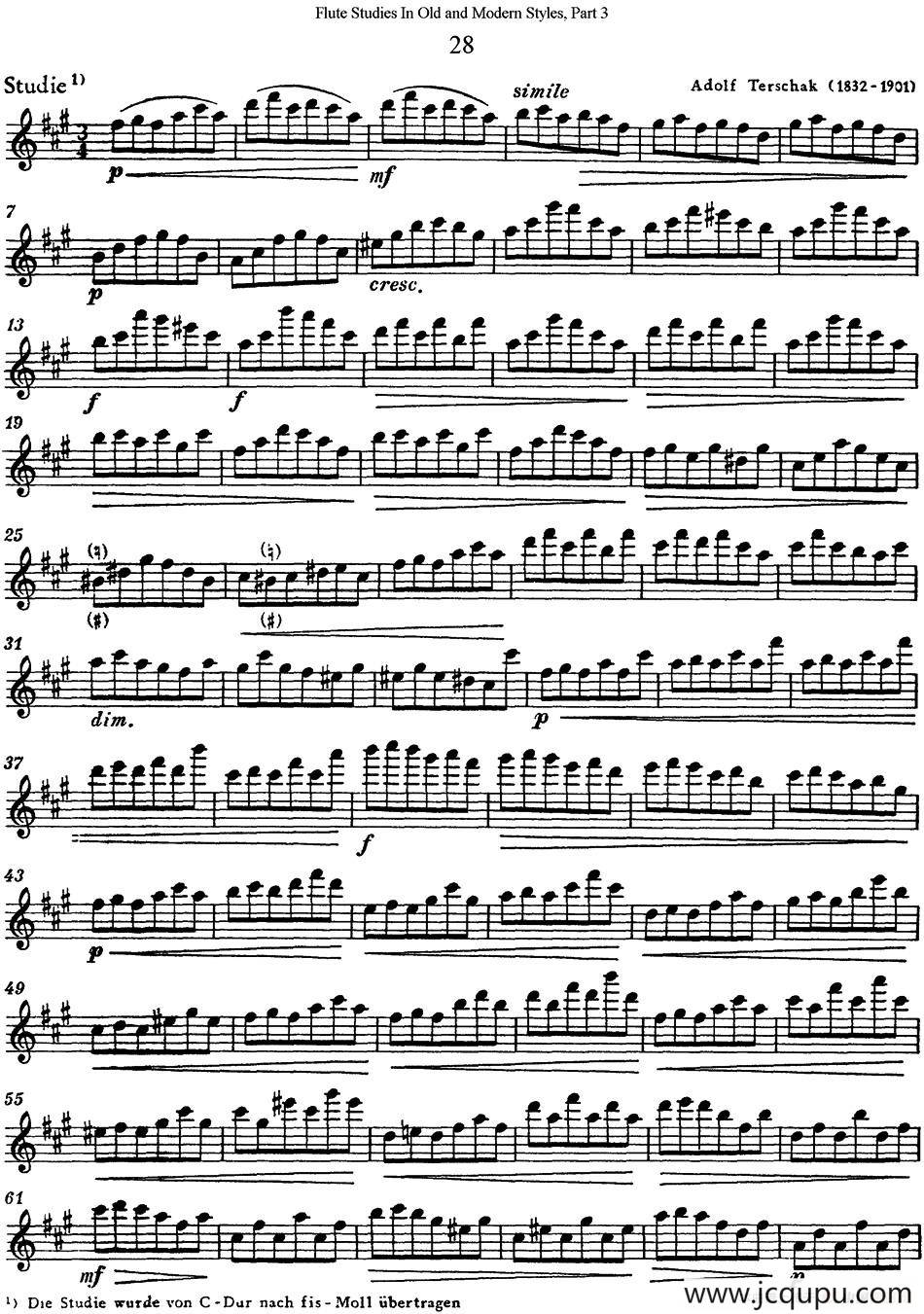 斯勒新老风格长笛练习重奏曲（第三部分）（NO.28）简谱