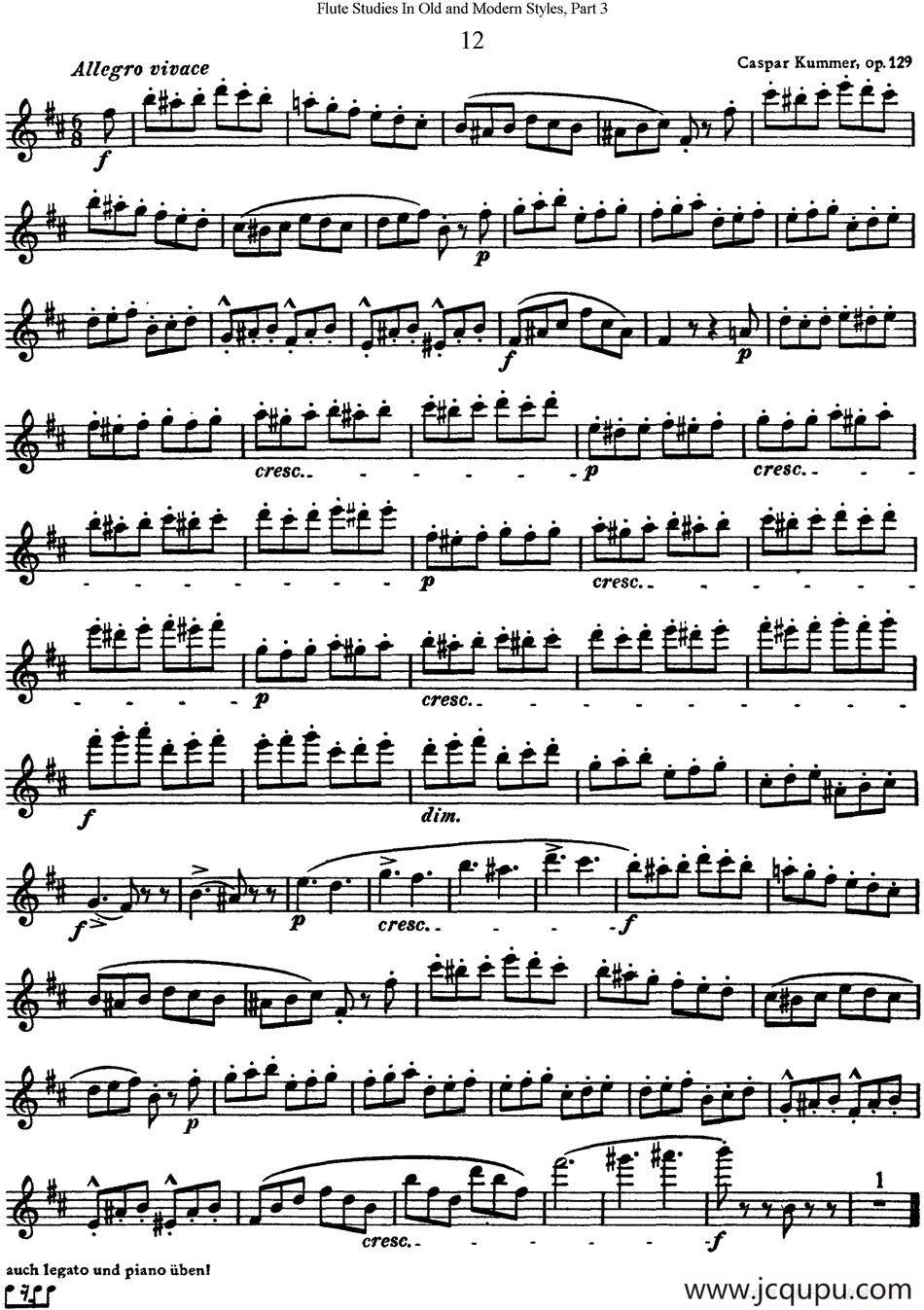 斯勒新老风格长笛练习重奏曲（第三部分）（NO.12）简谱