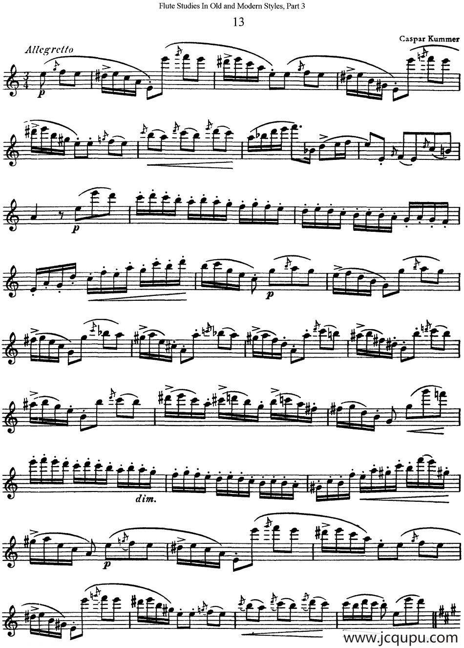 斯勒新老风格长笛练习重奏曲（第三部分）（NO.13-NO.14）简谱