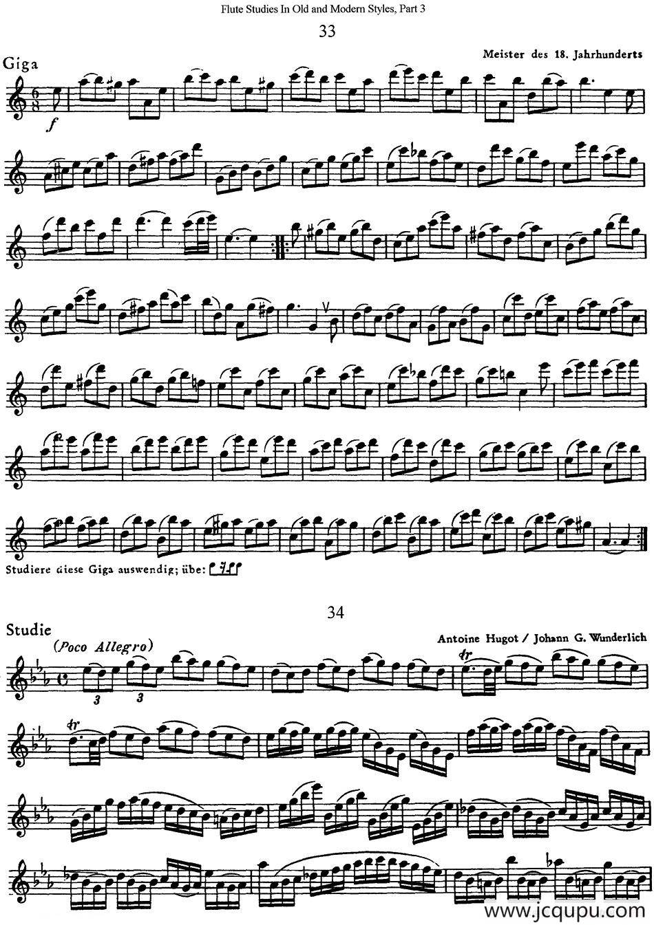 斯勒新老风格长笛练习重奏曲（第三部分）（NO.33-NO.35）简谱