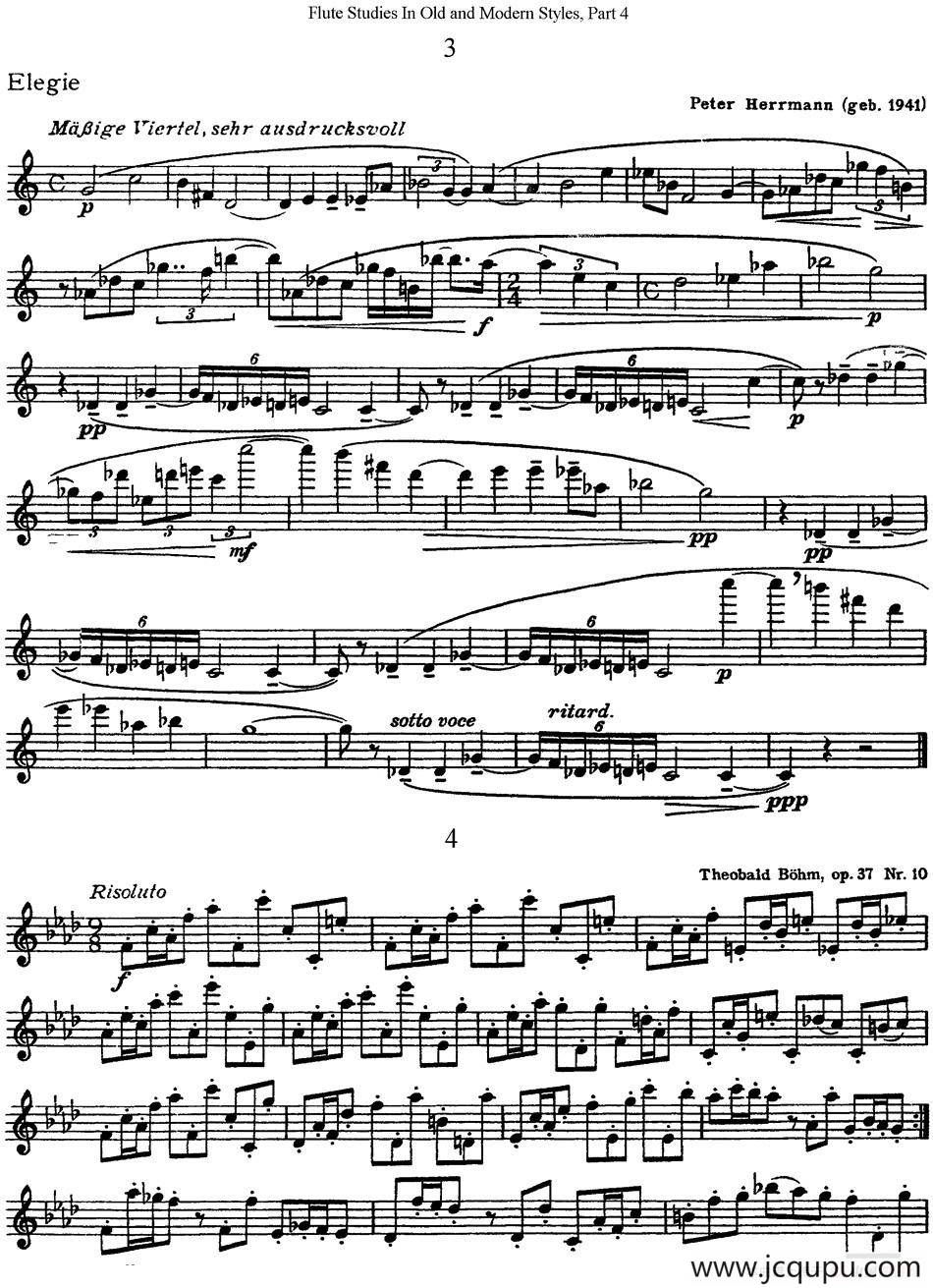 斯勒新老风格长笛练习重奏曲（第四部分）（NO.3-NO.4）简谱