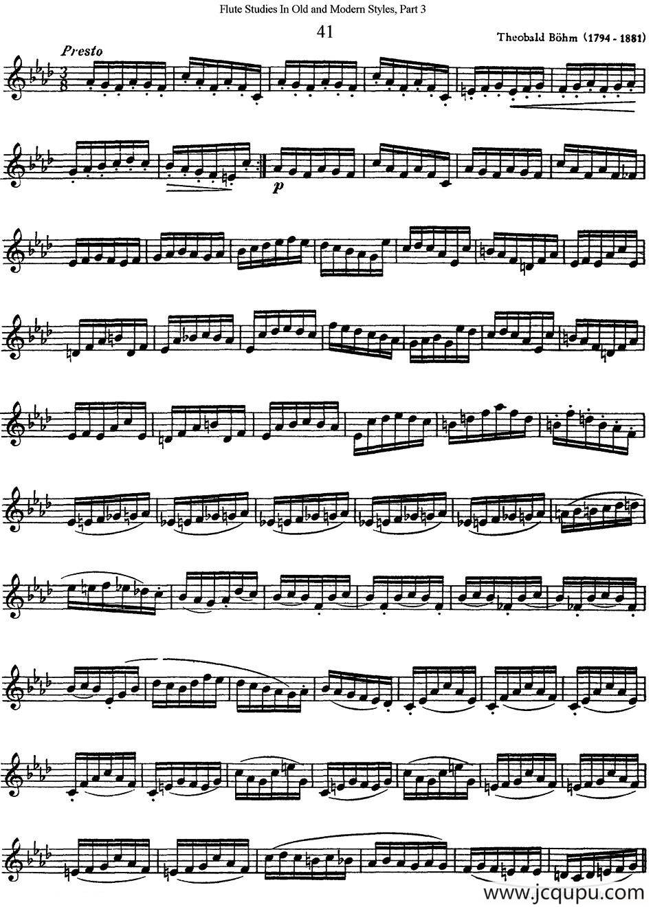 斯勒新老风格长笛练习重奏曲（第三部分）（NO.41）简谱