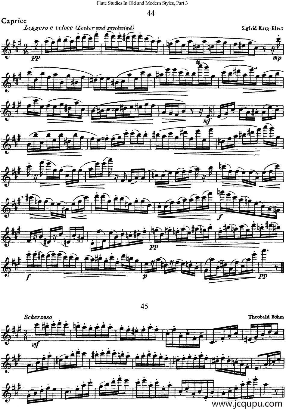 斯勒新老风格长笛练习重奏曲（第三部分）（NO.44-NO.45）简谱