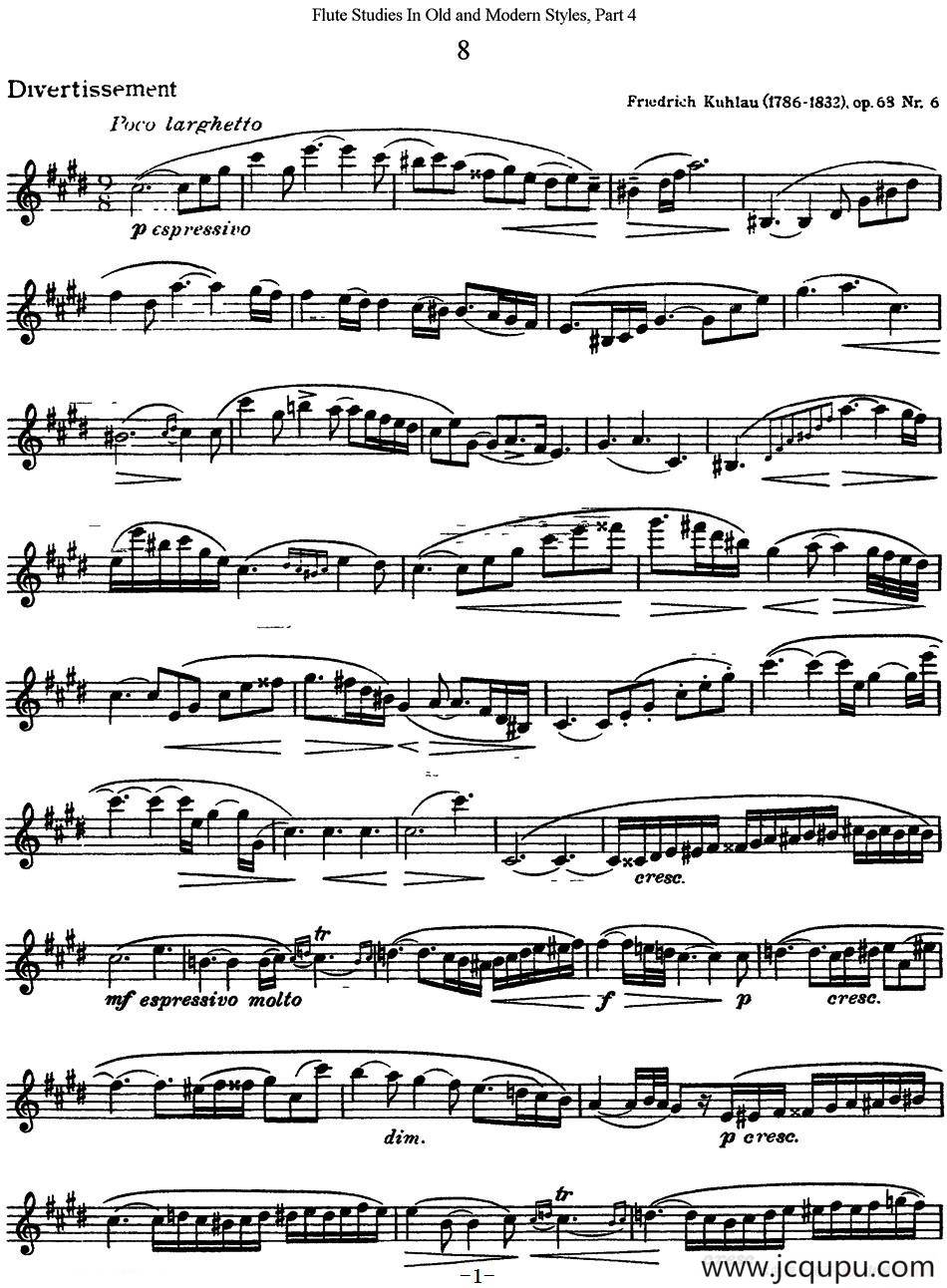 斯勒新老风格长笛练习重奏曲（第四部分）（NO.8）简谱