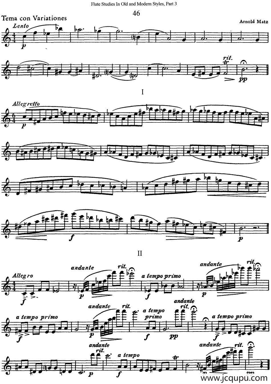 斯勒新老风格长笛练习重奏曲（第三部分）（NO.46）简谱