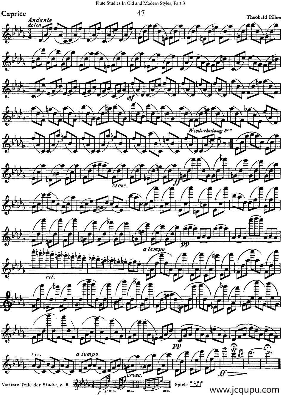 斯勒新老风格长笛练习重奏曲（第三部分）（NO.47）简谱