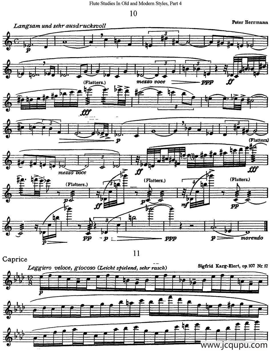 斯勒新老风格长笛练习重奏曲（第四部分）（NO.10-NO.11）简谱